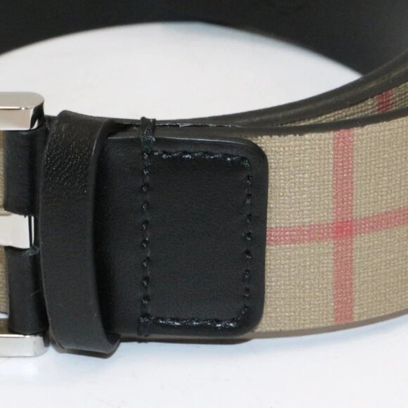 Burberry Men's Check Belt in Archive Beige ITGIOLIN681MP 32/80 - Beige/Black - Picture 7 of 12
